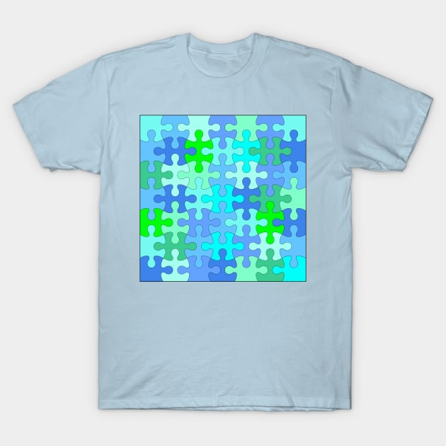 The Blue Jigsaw T-Shirt by Mey Designs